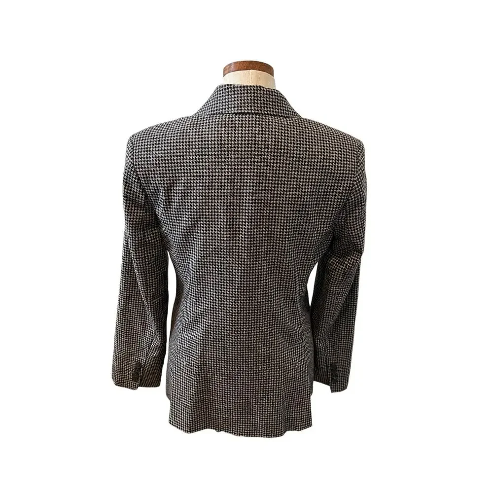 Eddie Bauer Tailored Blazer Black & Gray Houndstooth Print 6